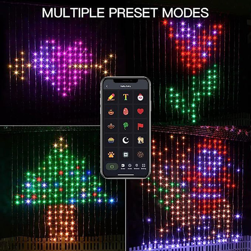 Fairy Light Curtain - أضواء ستارة LED احتفالية، متزامنة مع