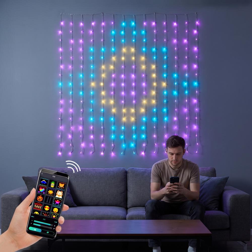 Fairy Light Curtain - أضواء ستارة لغرفة النوم، 400 مصباح