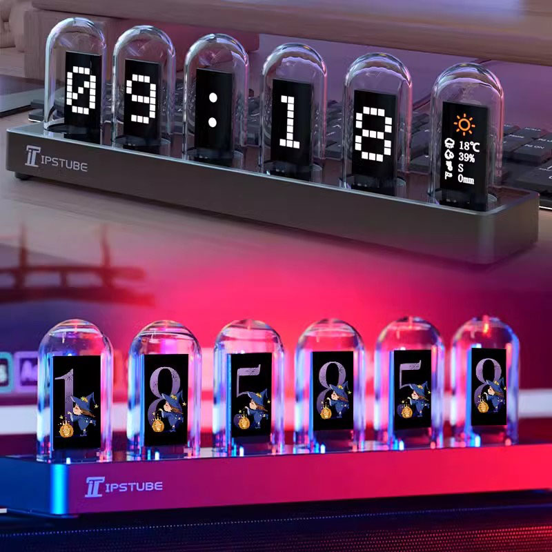 Lighting Home Decor Ideas - ساعة أنبوبية نيكسي RGB بإضاءة LED،