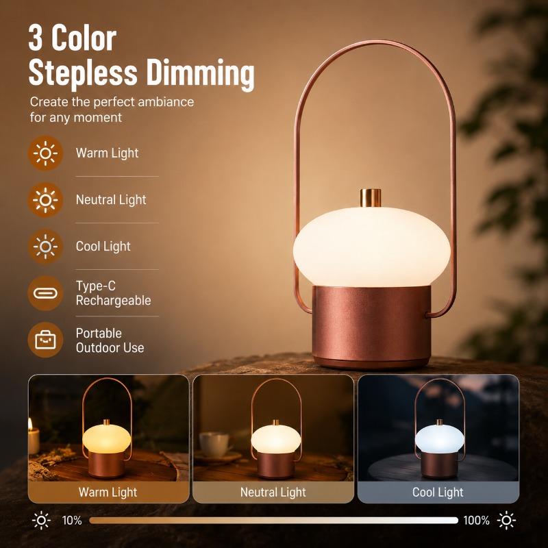 Mushroom Table Lamp - مصباح طاولة محمول قابل لإعادة الشحن