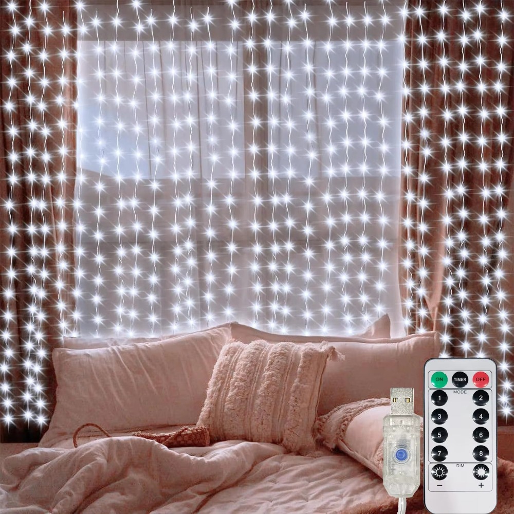 Fairy Light Curtain - أضواء ستارة LED على شكل خيوط،