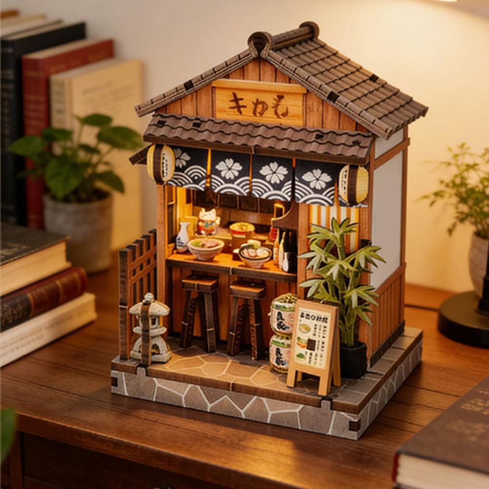 Japanese Lighting Decor - بيت دمى خشبي ياباني مصغر للتركيب