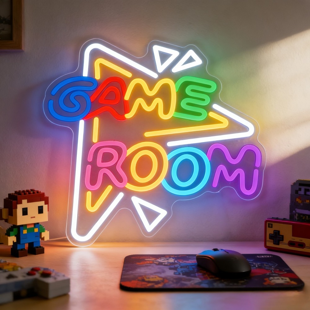 Bedroom Lighting Decor Ideas - لافتة نيون LED لغرفة الألعاب قابلة