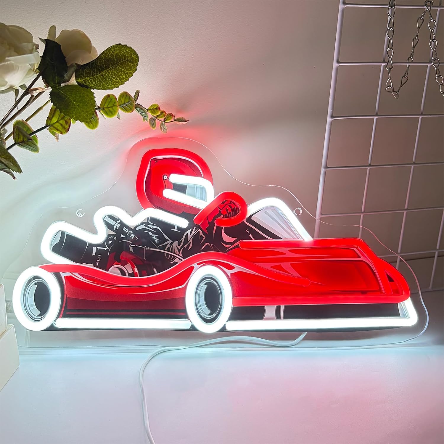 Decor Kart Lighting - لافتة نيون LED لسيارة الكارت السباقية،