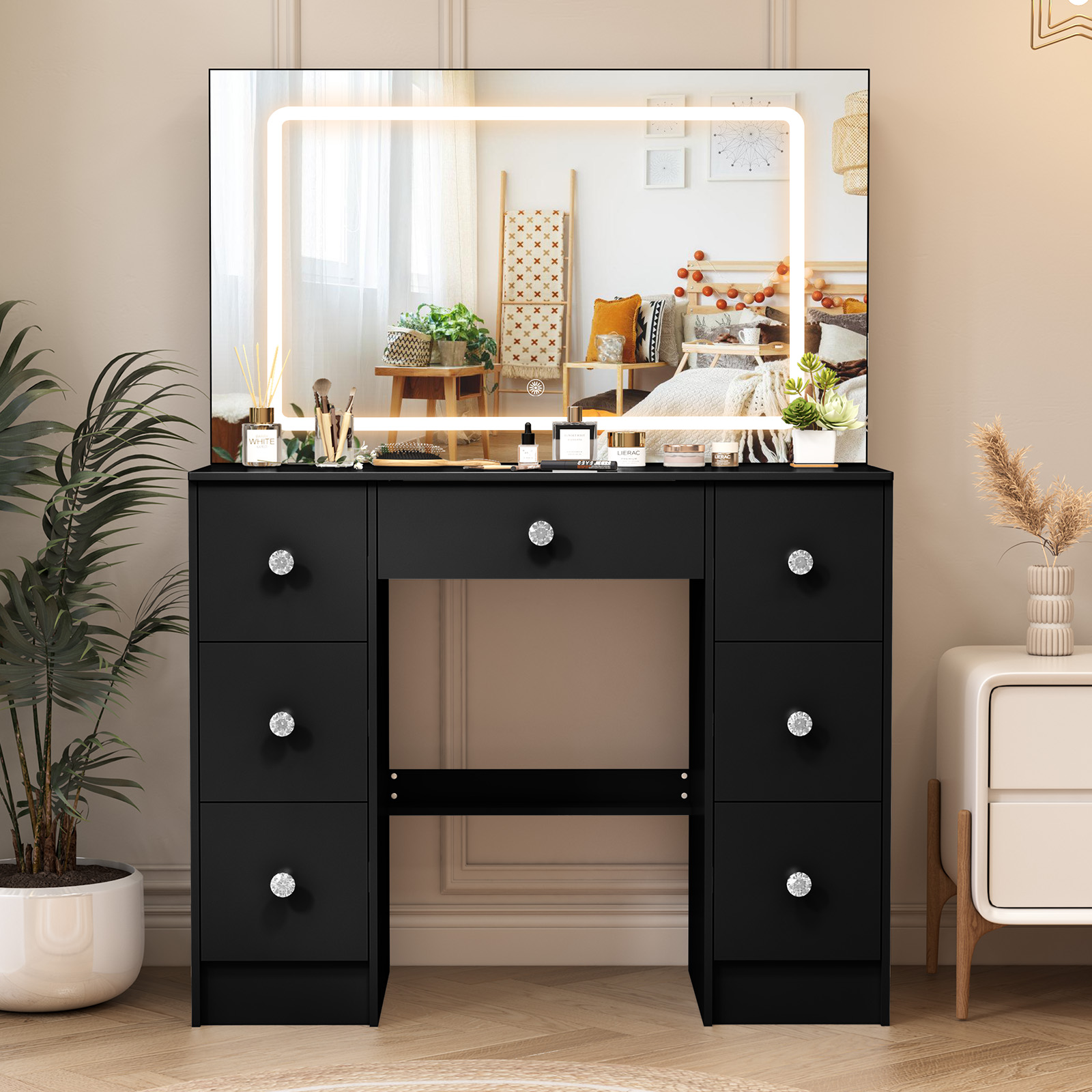 طاولة تجميل سوداء مع إضاءة LED - مراجعة Home Decor Lighting Brands وسعره
