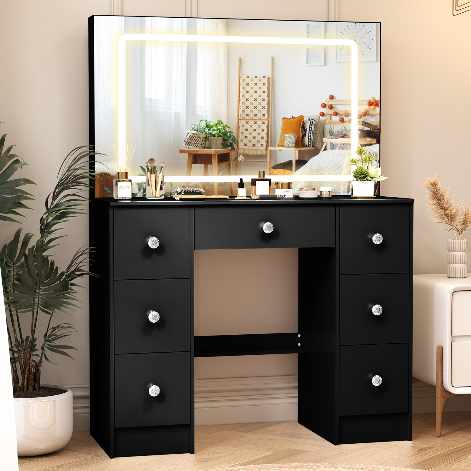 طاولة تجميل سوداء مع إضاءة LED - مراجعة Home Decor Lighting Brands وسعره