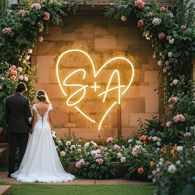 مخصص الأحرف الأولى القلب LED ا - مراجعة Lighting Decoration Wedding وسعره