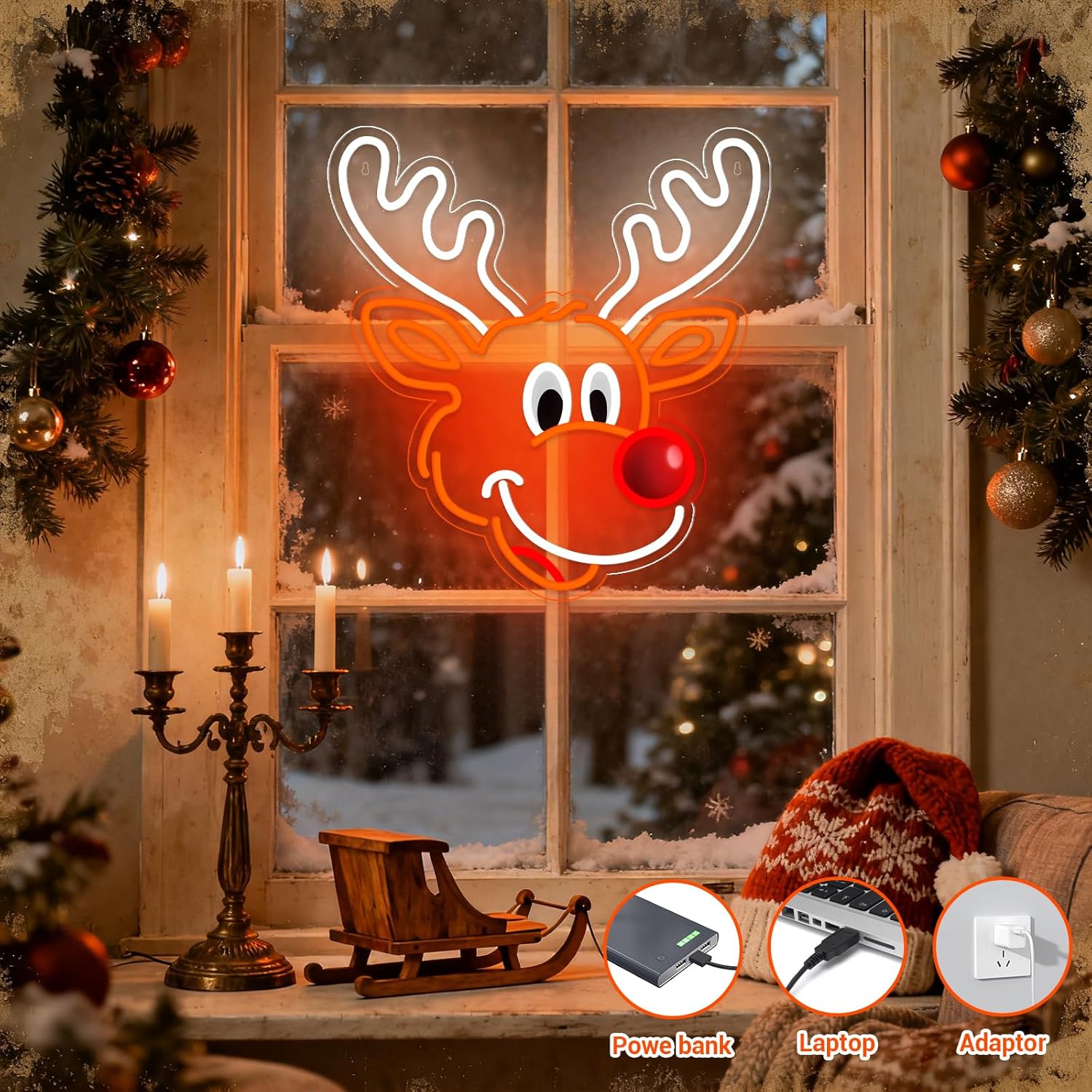 لطيف عيد الميلاد الرنة النيون  - مراجعة Lighting Home Decor Ideas وسعره